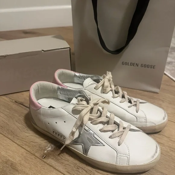 Golden Goose Women's Super-Star with silver leather star and pink heel tab - Picture 3 of 9